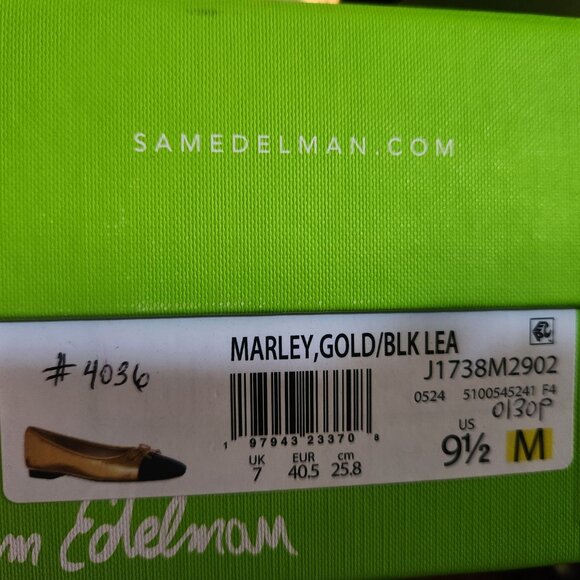 Sam Edelman Leather "Marley" Gold/Black Ballet Flats. NIB. Size 9.5 - Picture 11 of 11